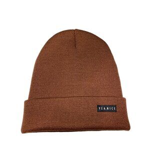 Yea.Nice Legend Mens Knit Sienna Chocolate Brown Folded Beanie Hat Cap Winter